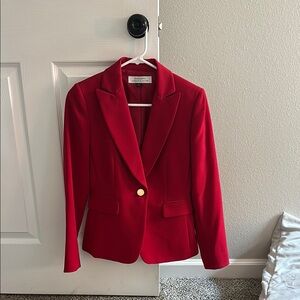 Tahari Red Blazer Classic Tailored Suit Jacket